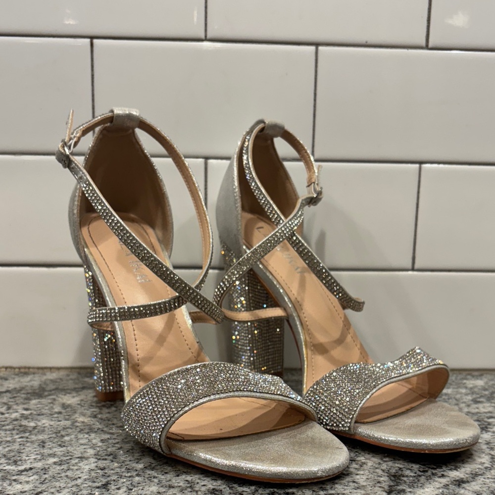 Silver Rhinestone Women's Heels